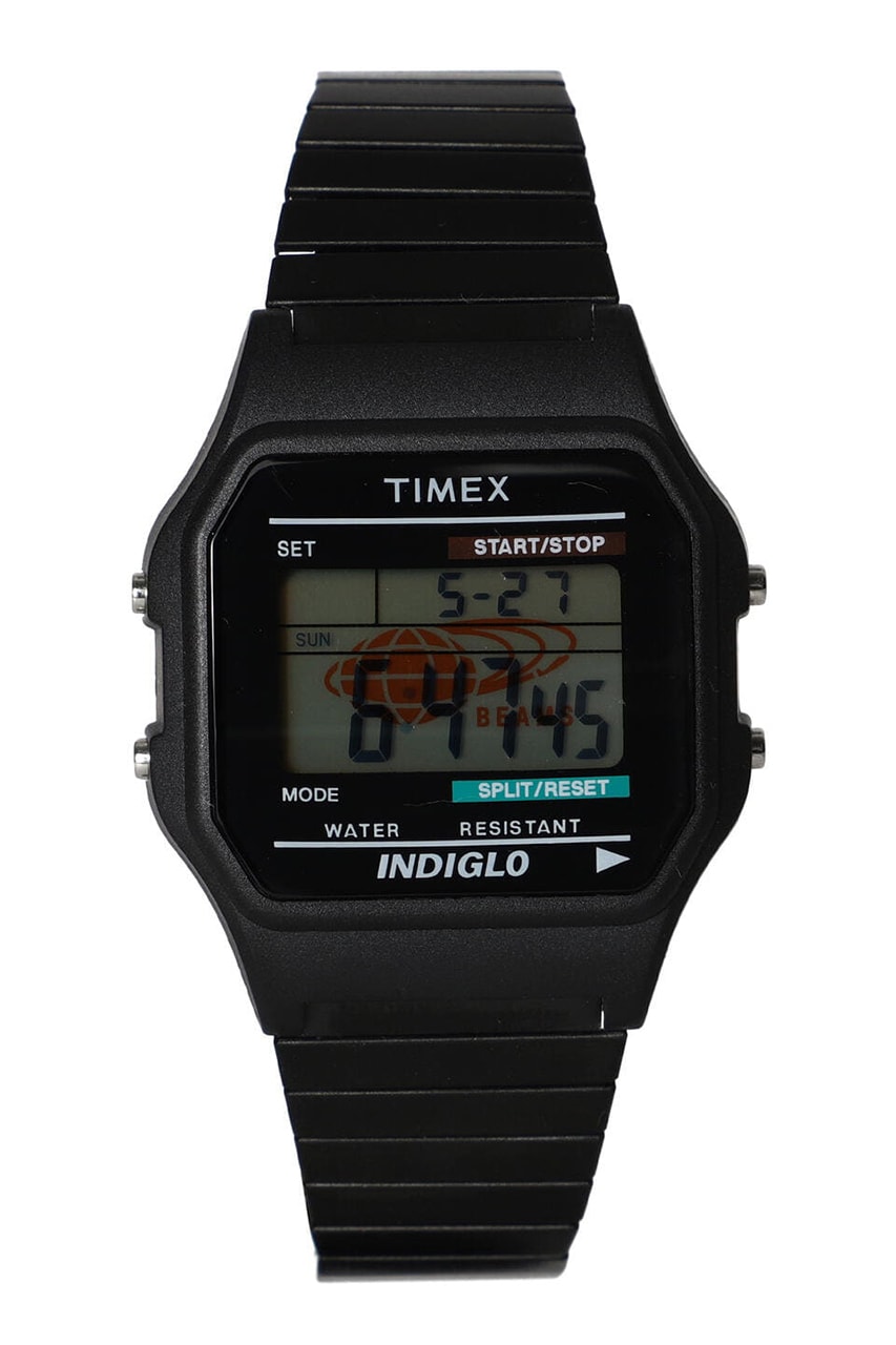 BEAMS x Timex Black Classic Digital Collaboration Watch metal bracelet expanding strap custom special release date info price colorway japan drop T78587
