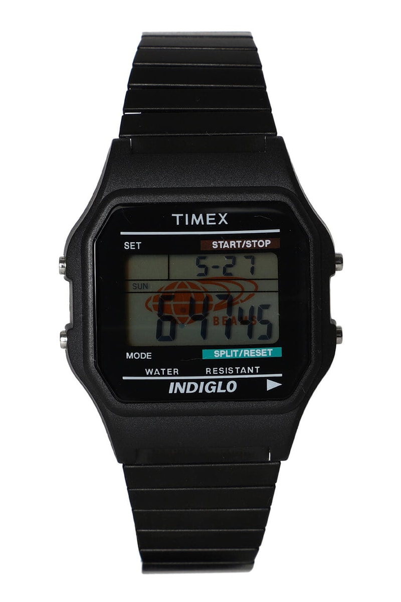 BEAMS x Timex Black Classic Digital Collaboration Watch metal bracelet expanding strap custom special release date info price colorway japan drop T78587