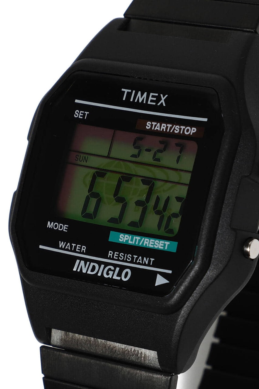 BEAMS x Timex Black Classic Digital Collaboration Watch metal bracelet expanding strap custom special release date info price colorway japan drop T78587