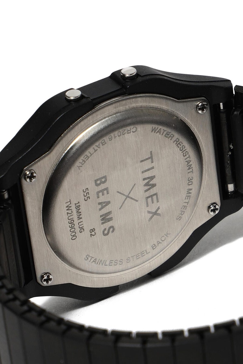 BEAMS x Timex Black Classic Digital Collaboration Watch metal bracelet expanding strap custom special release date info price colorway japan drop T78587