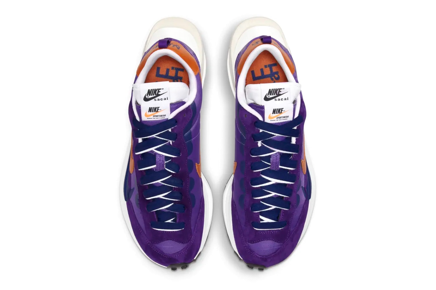sacai Nike Vaporwaffle Dark Iris Official Look Release Info DD1875-500 Price Date Buy Chitose Abe sesame