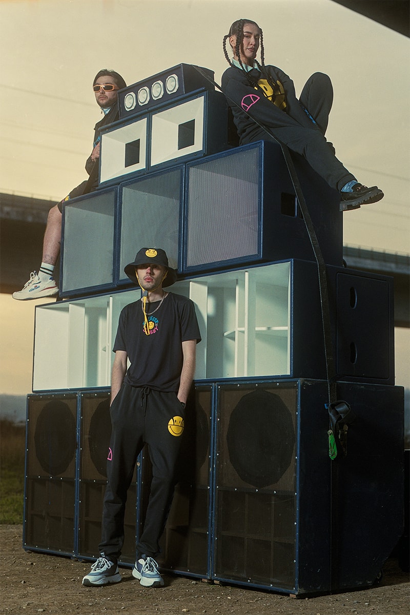 ellesse smiley harvey ball yellow rave culture wavey garms dj outdoor speakers british music 