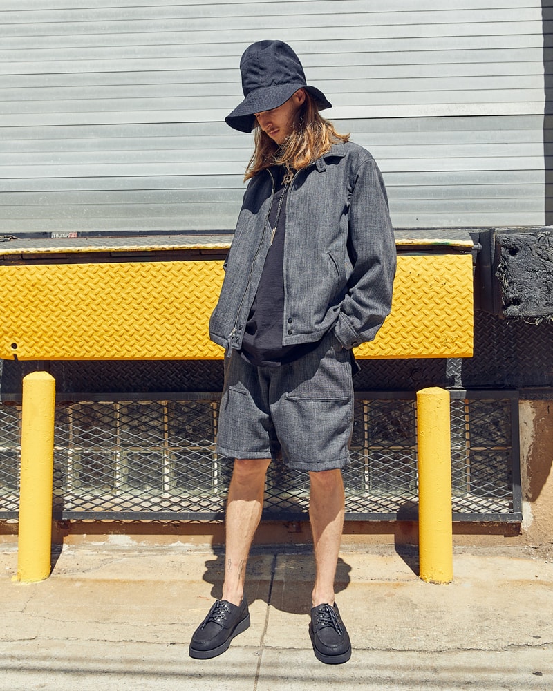 Engineered Garments x Sebago Foootwear collaboration shoe leather suede deck slip collection editorial new york london web store price colorway NEPENTHES zipperdeck coverdeck overlap exotic vibram sole