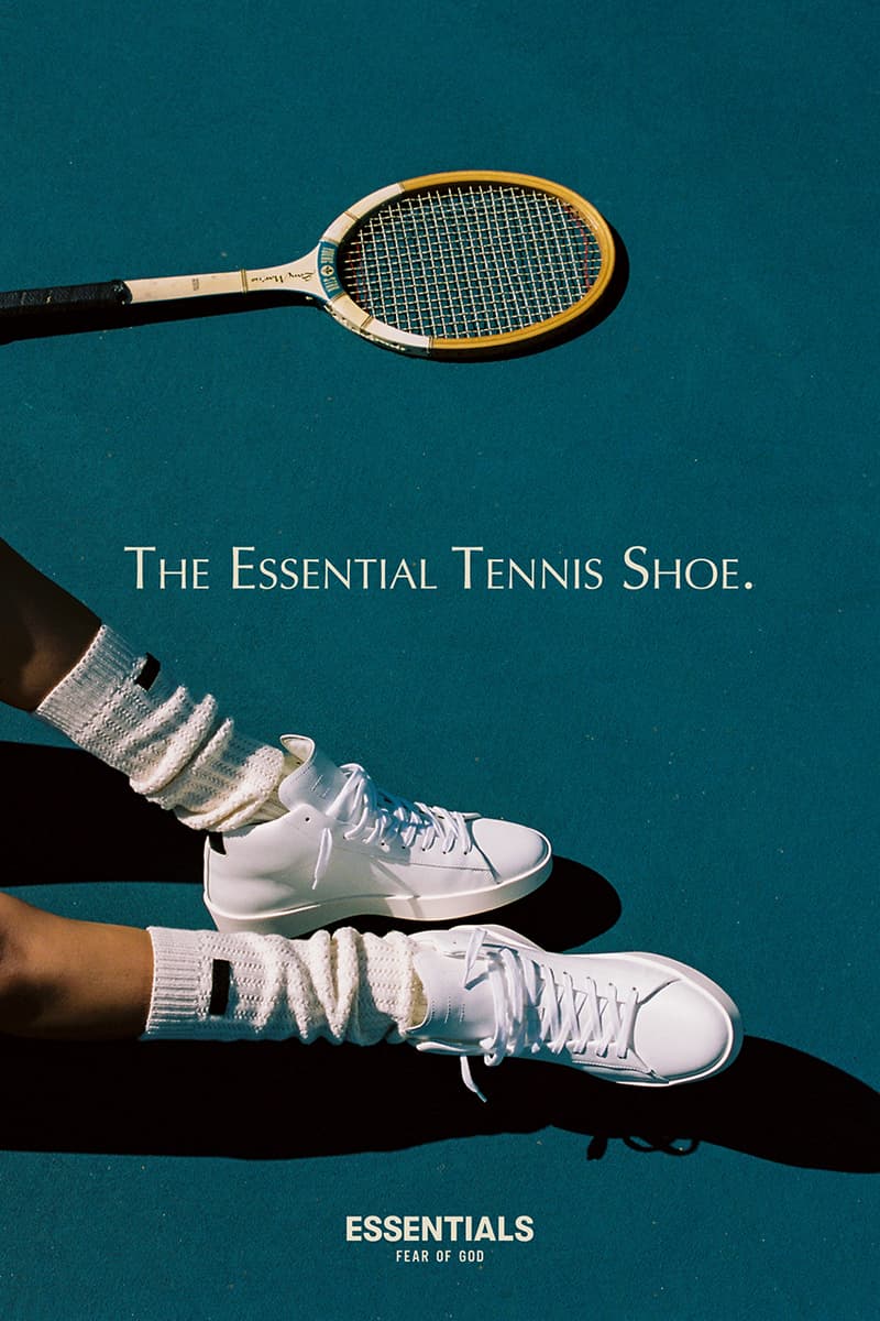Fear of God ESSENTIALS Tennis Shoe Mid Jerry Lorenzo White Sneaker Recycled Leather Staple Silhouette Simple Clean Sneaker Classic Footwear