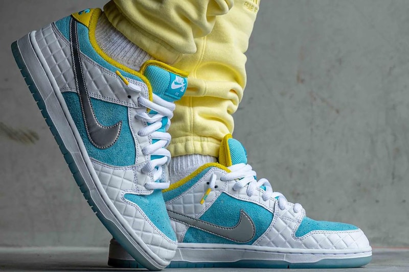 ftc nike sb dunk low white lagoon pulse metallic silver speed yellow DH7687-400 release date info store list buying guide photo price 