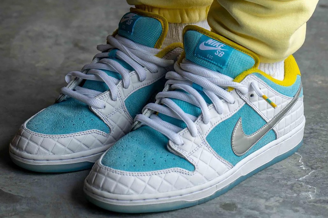 ftc nike sb dunk low white lagoon pulse metallic silver speed yellow DH7687-400 release date info store list buying guide photo price 