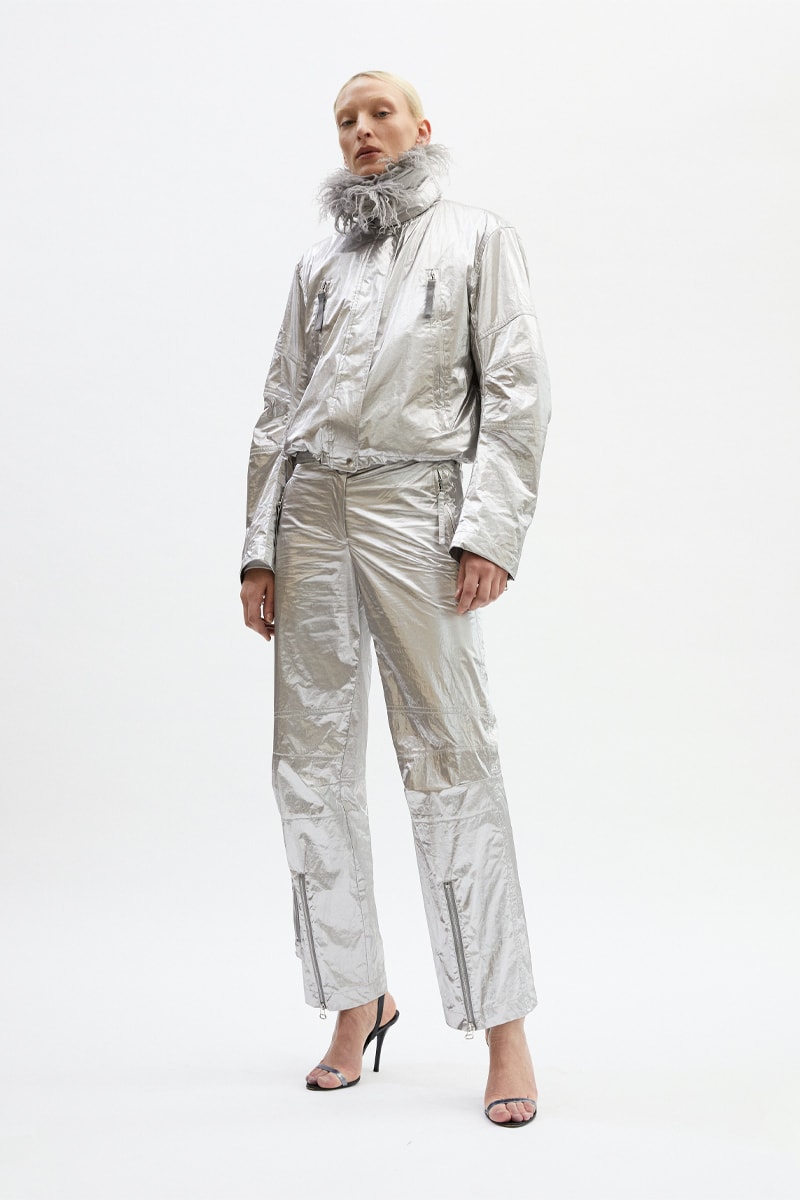 Helmut Lang Highlights Multi-Functional Pieces For Its Fall/Winter 2021 Collection Lookbooks Maggie Maurer Maggie Joy Maurer Puffer Vest Weatherproof functional seasonal garments hi-tech materials denim