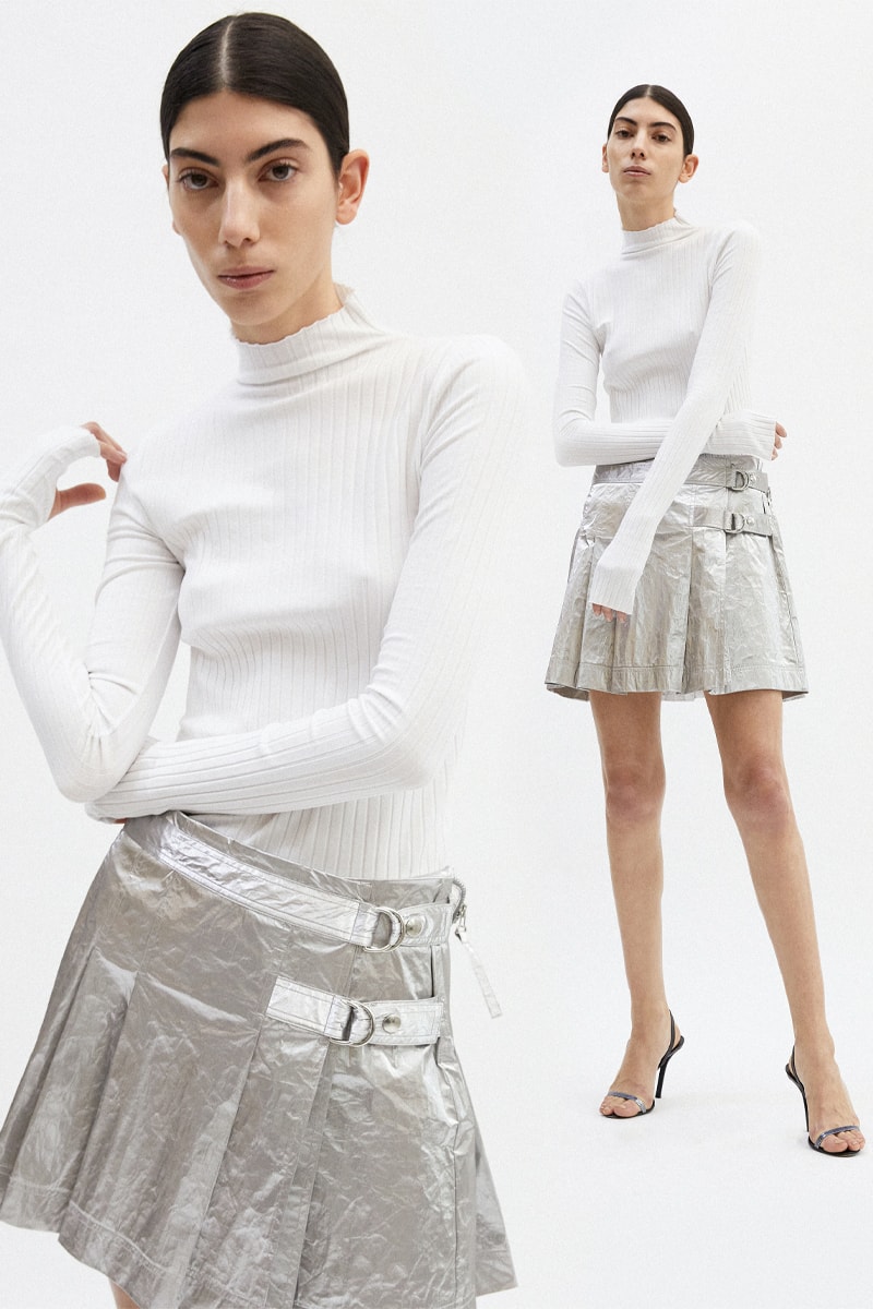 Helmut Lang Highlights Multi-Functional Pieces For Its Fall/Winter 2021 Collection Lookbooks Maggie Maurer Maggie Joy Maurer Puffer Vest Weatherproof functional seasonal garments hi-tech materials denim
