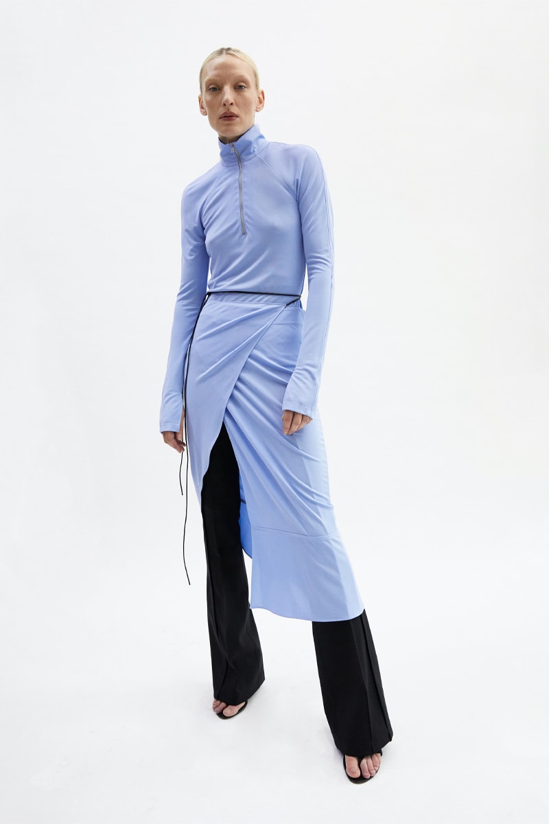 Helmut Lang Highlights Multi-Functional Pieces For Its Fall/Winter 2021 Collection Lookbooks Maggie Maurer Maggie Joy Maurer Puffer Vest Weatherproof functional seasonal garments hi-tech materials denim