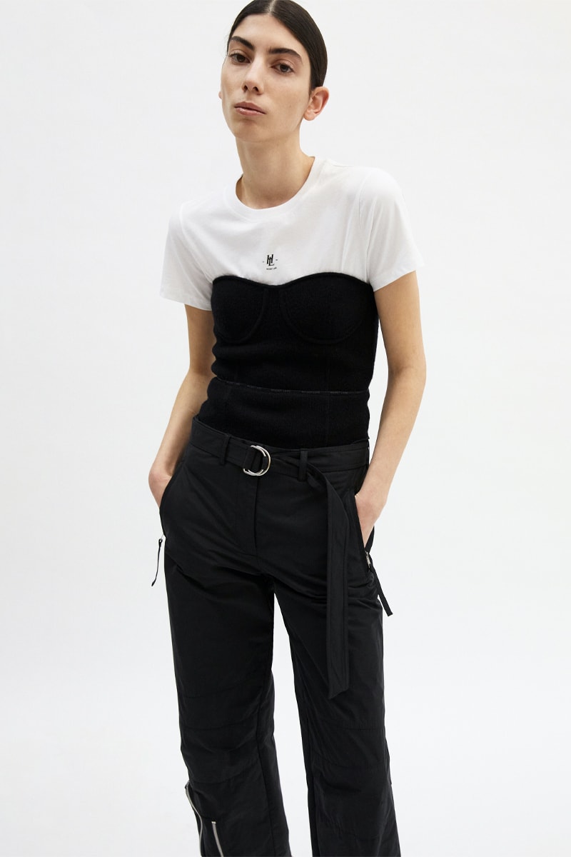Helmut Lang Highlights Multi-Functional Pieces For Its Fall/Winter 2021 Collection Lookbooks Maggie Maurer Maggie Joy Maurer Puffer Vest Weatherproof functional seasonal garments hi-tech materials denim