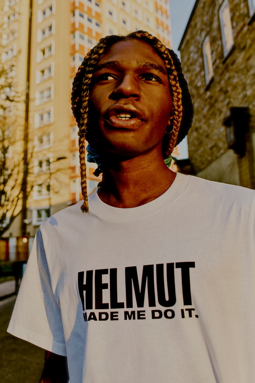 Helmut Lang Spring 2021 Slogan Capsule Collection Hoodies T-Shirts Tees Beanie Hats Face Masks Socks Hackney Dalston London Lookbook Campaign Impress Your Parents Lockdown Pandemic COVID-19 Visionaire 14 Hype 1995 Magazine Campaigns