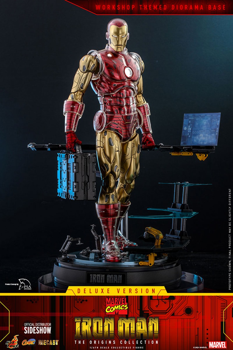 hot toys origins collection marvel vintage retro comics iron man suit crystal armor figure collectible 1 6th scale 