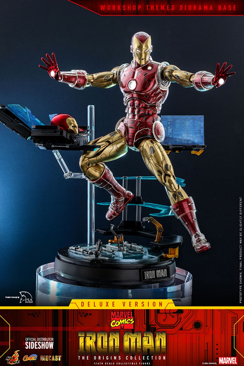hot toys origins collection marvel vintage retro comics iron man suit crystal armor figure collectible 1 6th scale 