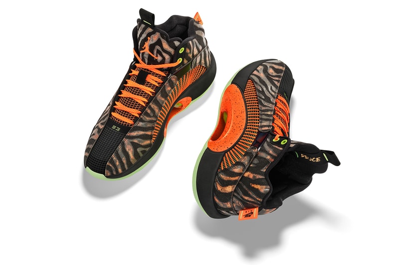 jayson tatum air michael jordan brand 35 pe player edition animal instincts tiger orange boston celtics official release date info photos price store list buying guide