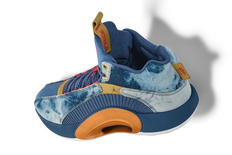 air michael jordan brand 35 jayson tatum denim pe 4 levis blue red tan official release date info photos price store list buying guide