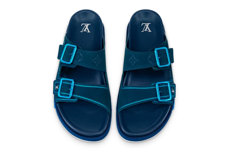 Louis Vuitton LV Trainer Mule Release Info Buy Price Silver Blue Fake Birkenstocks Virgil Abloh