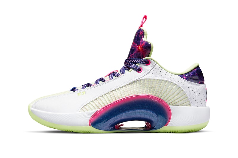 luka doncic air jordan 35 low white purple pink galaxy green glow DJ9805 190 release date info store list buying guide photos price 