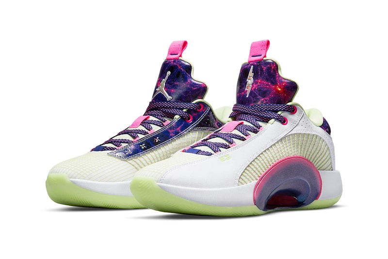 luka doncic air jordan 35 low white purple pink galaxy green glow DJ9805 190 release date info store list buying guide photos price 