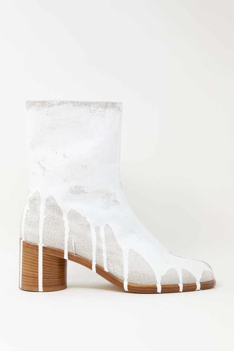 Maison Margiela Tabi Boot Paint Effect Ankle Boots Mens S57WU0218 Linen Leather MM Avant Garde High End Designer Luxury Fashion Shoes Rare Split Toe Japanese