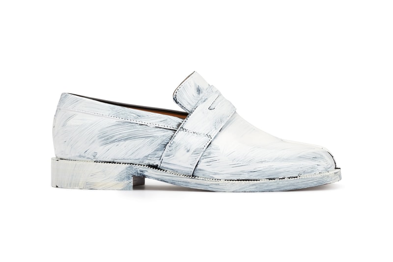 Maison Margiela Tabi Loafers Painted White Paint Effect Design Split Toe Formal Shoe Leather Dover Street Market London Store Open Shop Online DSML DSM