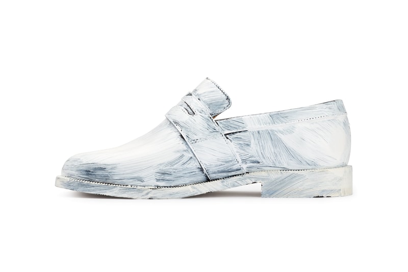 Maison Margiela Tabi Loafers Painted White Paint Effect Design Split Toe Formal Shoe Leather Dover Street Market London Store Open Shop Online DSML DSM