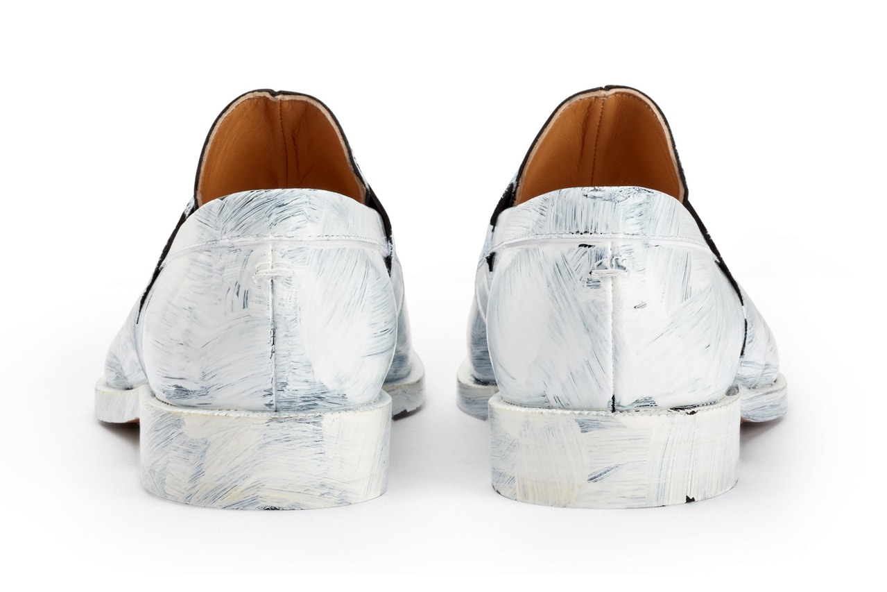 Maison Margiela Tabi Loafers Painted White Paint Effect Design Split Toe Formal Shoe Leather Dover Street Market London Store Open Shop Online DSML DSM