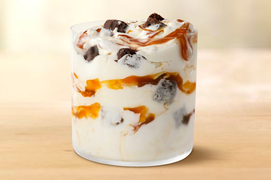 McDonald's Launches New Caramel Brownie McFlurry National Caramel Day Dessert Ice Cream OREO M&Ms Fudgy bronwie pieces 