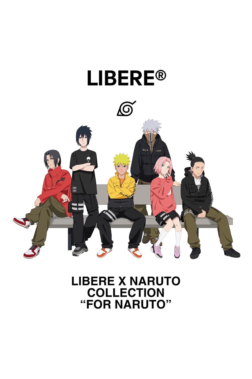 LIBERE For Naruto "Street Ninja" Collaboration collection lookbook Sasuke, Sakura, Kakashi, Shikamaru, and Itachi characters japan brand buy web store info 