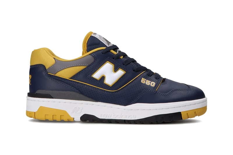 new balance 550 retro basketball shoe navy blue yellow red green gold white official release date info photos price store list buying guide