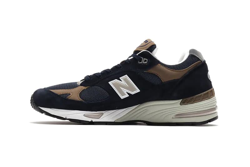 new balance 991 navy brown white M991DNB release info date store list buying guide photos atmos 