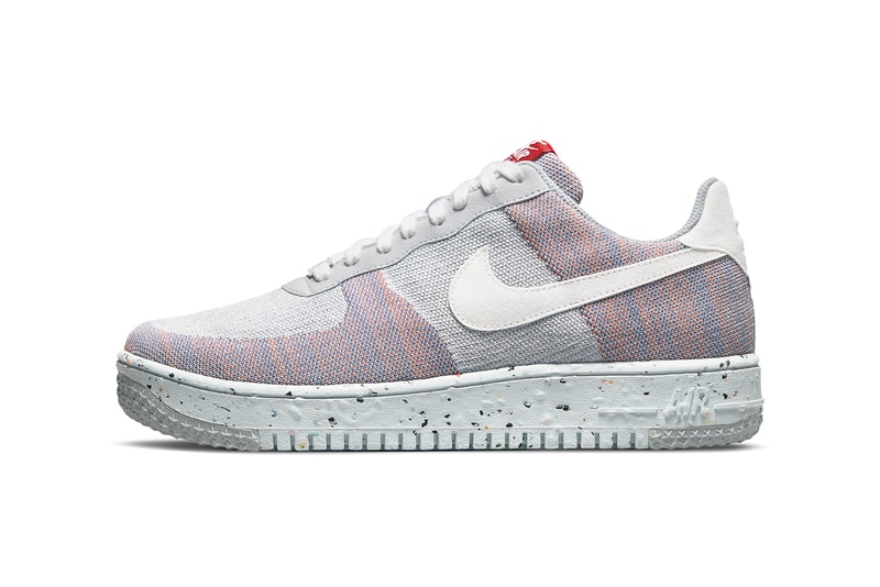 nike sportswear air force 1 crater flyknit wolf grey pure platinum gym red white DC4831 002 official release date info photos price store list buying guide