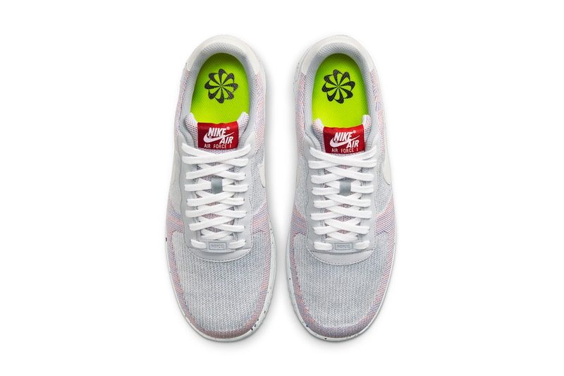 nike sportswear air force 1 crater flyknit wolf grey pure platinum gym red white DC4831 002 official release date info photos price store list buying guide