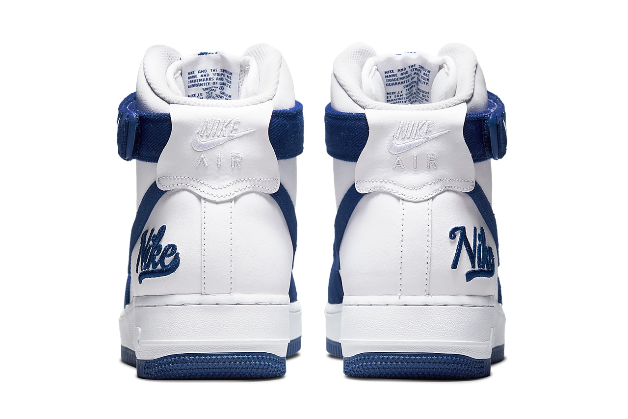 nike air force 1 high emb dodgers white rush blue DC8168 100 release date info store list buying guide photos price 