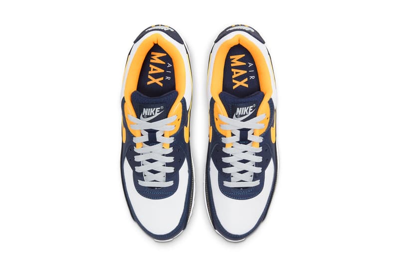 nike sportswear air max 90 michigan DC9845 101 white midnight navy obsidian university gold official release date info photos price store list buying guide