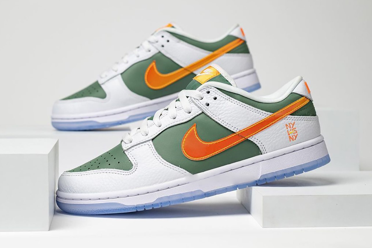 nike dunk low ny vs ny white green orange DN2489 300 release info store list buying guide photos price 