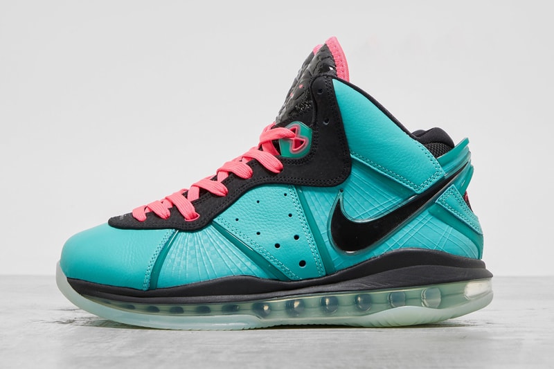 nike basketball lebron james 8 south beach pink flash filament green black cz0328 400 official release date info photos price store list buying guide 