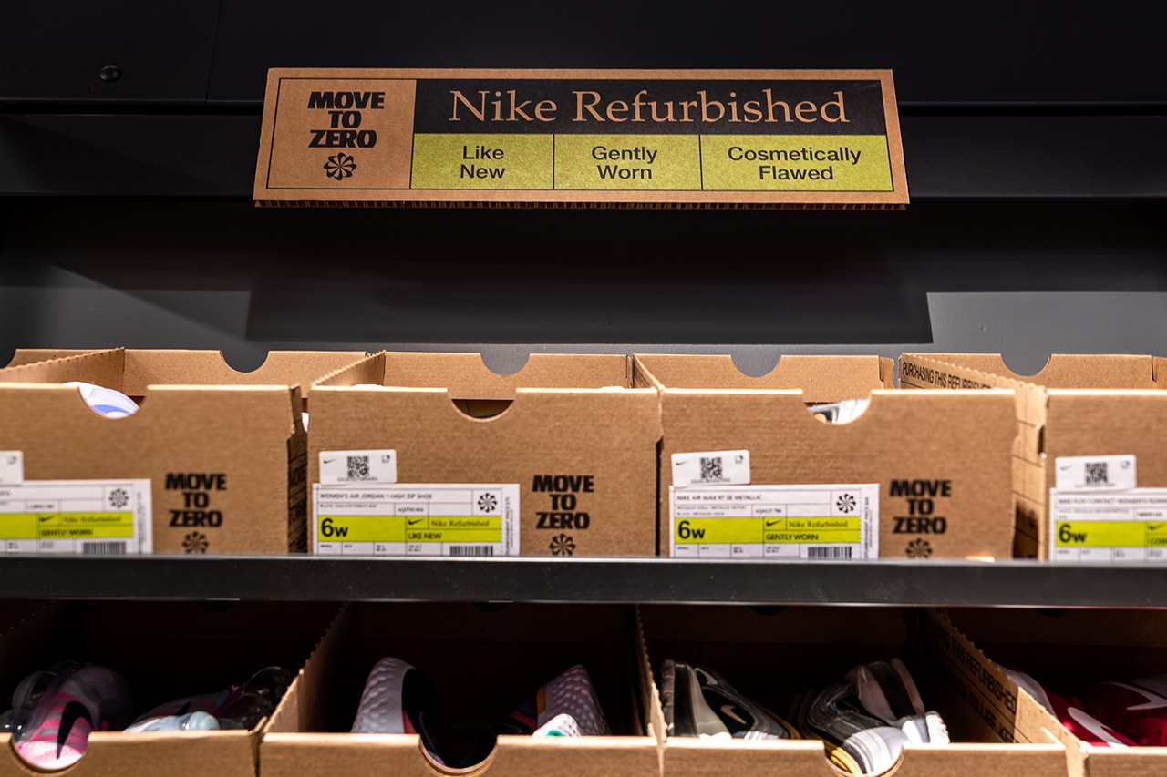 nike refurbished circularity program return shoes nike grind release info store list move to zero extend footwear life