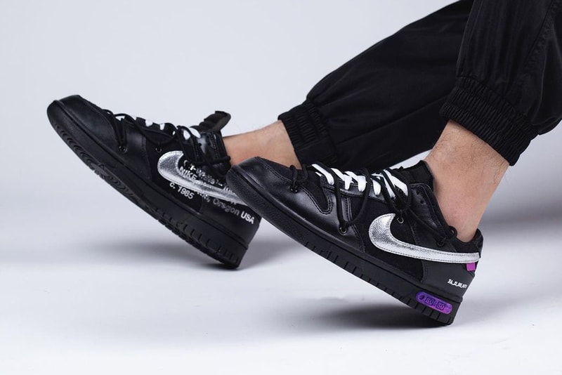 off white virgil abloh nike sportswear dunk low the 50 black silver purple DM1602 001 official release date info photos price store list buying guide