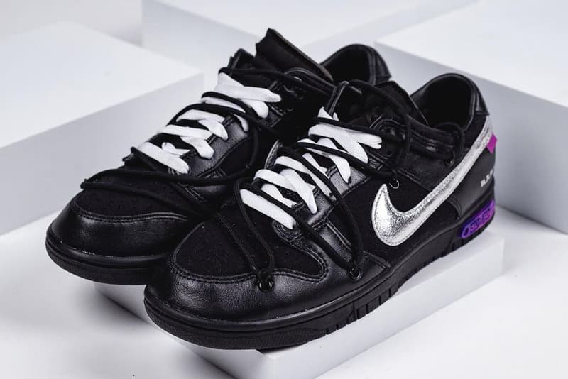 off white virgil abloh nike sportswear dunk low the 50 black silver purple DM1602 001 official release date info photos price store list buying guide