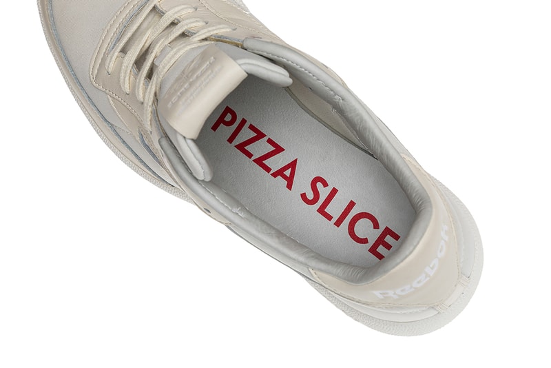 PIZZA SLICE x Reebok Classic Japan Club C Sneaker collaboration colorway release date info logo buy price leak first look on feet new york 