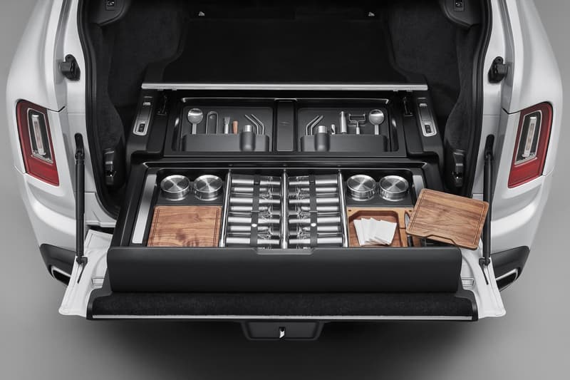 Rolls-Royce Cullinan Recreation Module Bespoke Custom Rear End Trunk Boot Accessories SUV Luxury British 4x4 4WD fly fishing rock climbing snowboarding photography