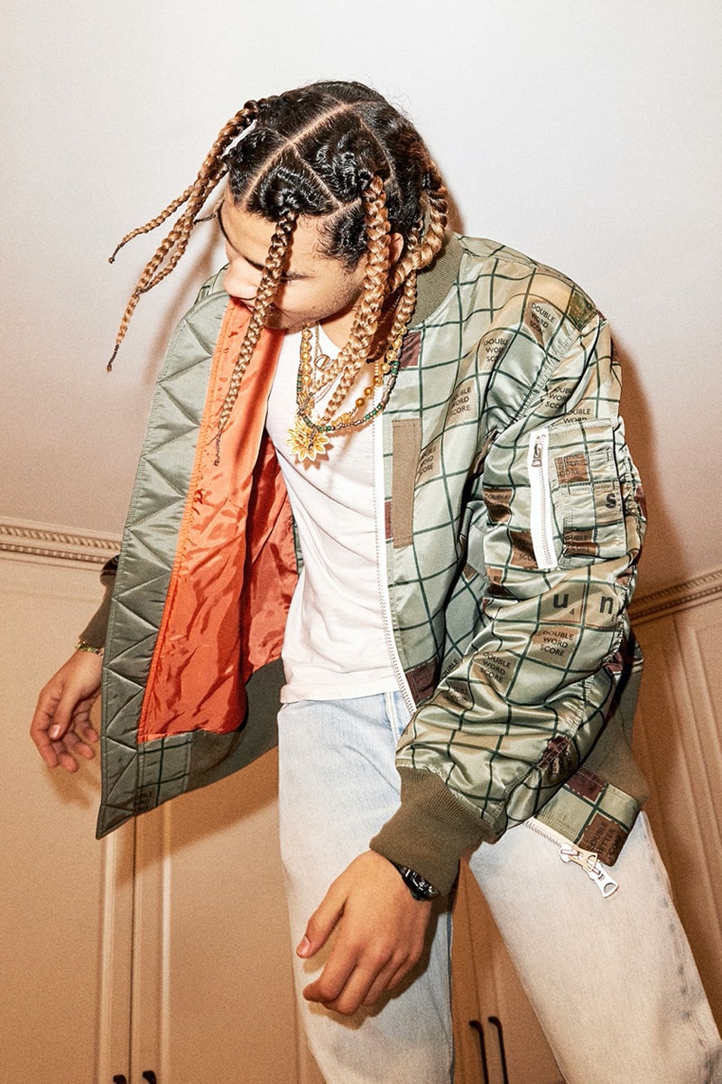 sacai Joins Forces With Emotionally Unavailable for a Scrabble-Inspired Collection 24kgoldn rapper scrabble collaboration lookbooks chitose abe edison chen clot kb ma-1 sacai x emotionally unavailable 