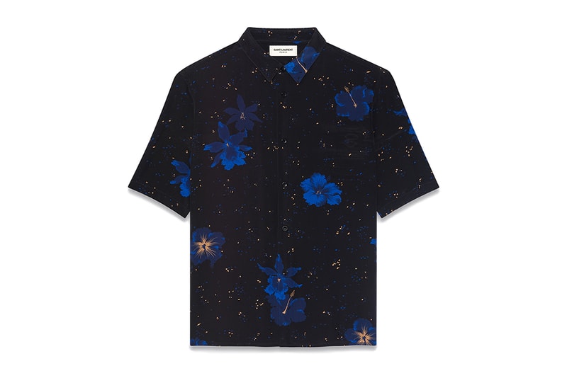 Saint Laurent Printed Summer Silk Shirts, Scarves menswear ready to wear anthony vaccarello pattern tropical flower floral hibiscus pairs ysl slp