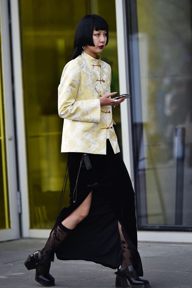 Shanghai Fashion Week FW21 Street Style Looks Autumn black and white accessories coats