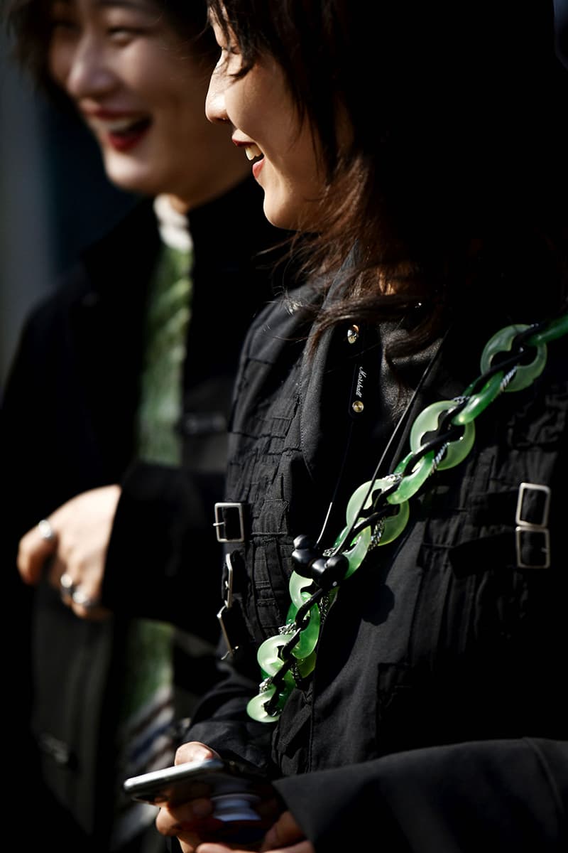 Shanghai Fashion Week FW21 Street Style Looks Autumn black and white accessories coats