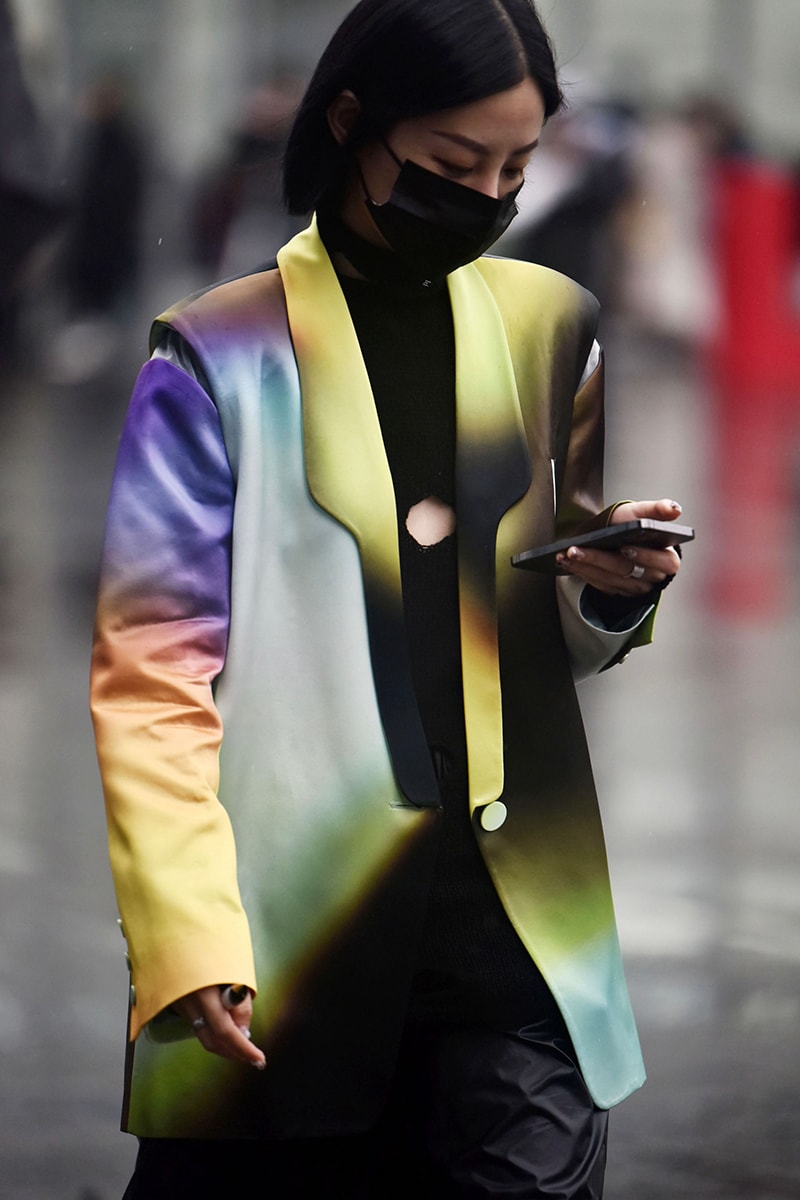 Shanghai Fashion Week FW21 Street Style Looks Autumn black and white accessories coats