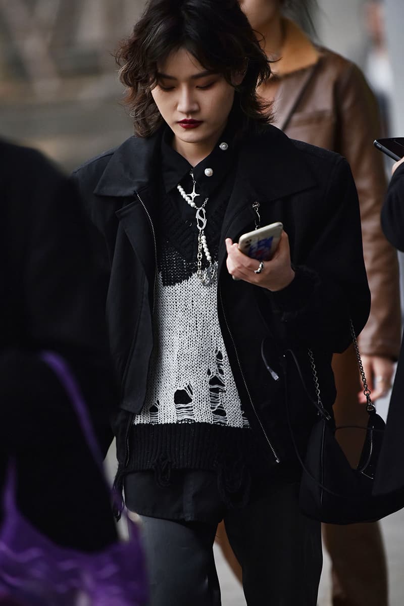 Shanghai Fashion Week FW21 Street Style Looks Autumn black and white accessories coats