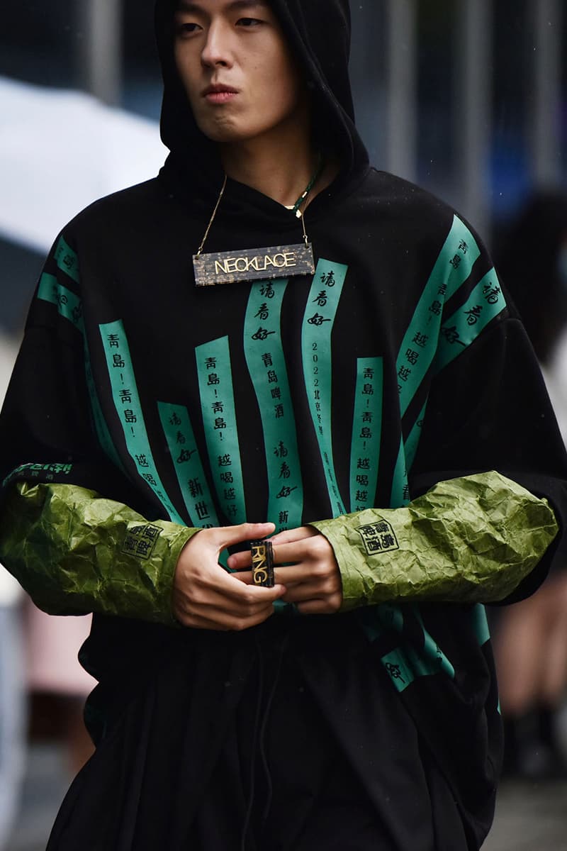 Shanghai Fashion Week FW21 Street Style Looks Autumn black and white accessories coats