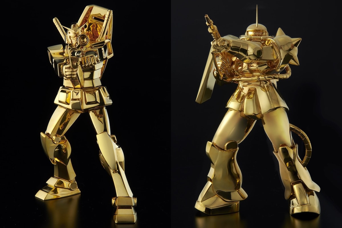 u works sunrise 24k gold gundam gunpla toy model collectible kit 240000 usd special limited edition char zaku rx 78 2 