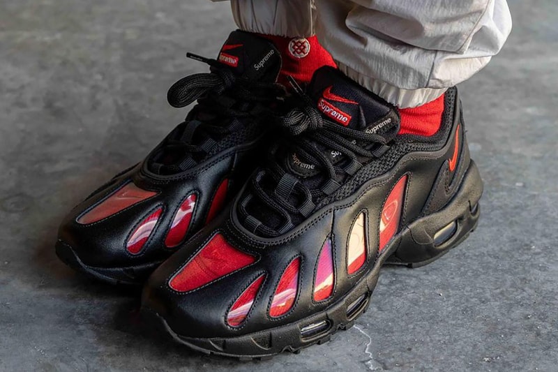 supreme nike air max 96 black speed red clear CV7652 002 release info store list buying guide photos price 